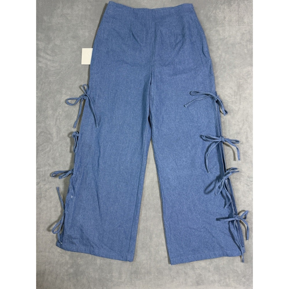 Never Fully Dressed Women's Tie Side Denim Pants Trousers Size 6 Coquette Bows